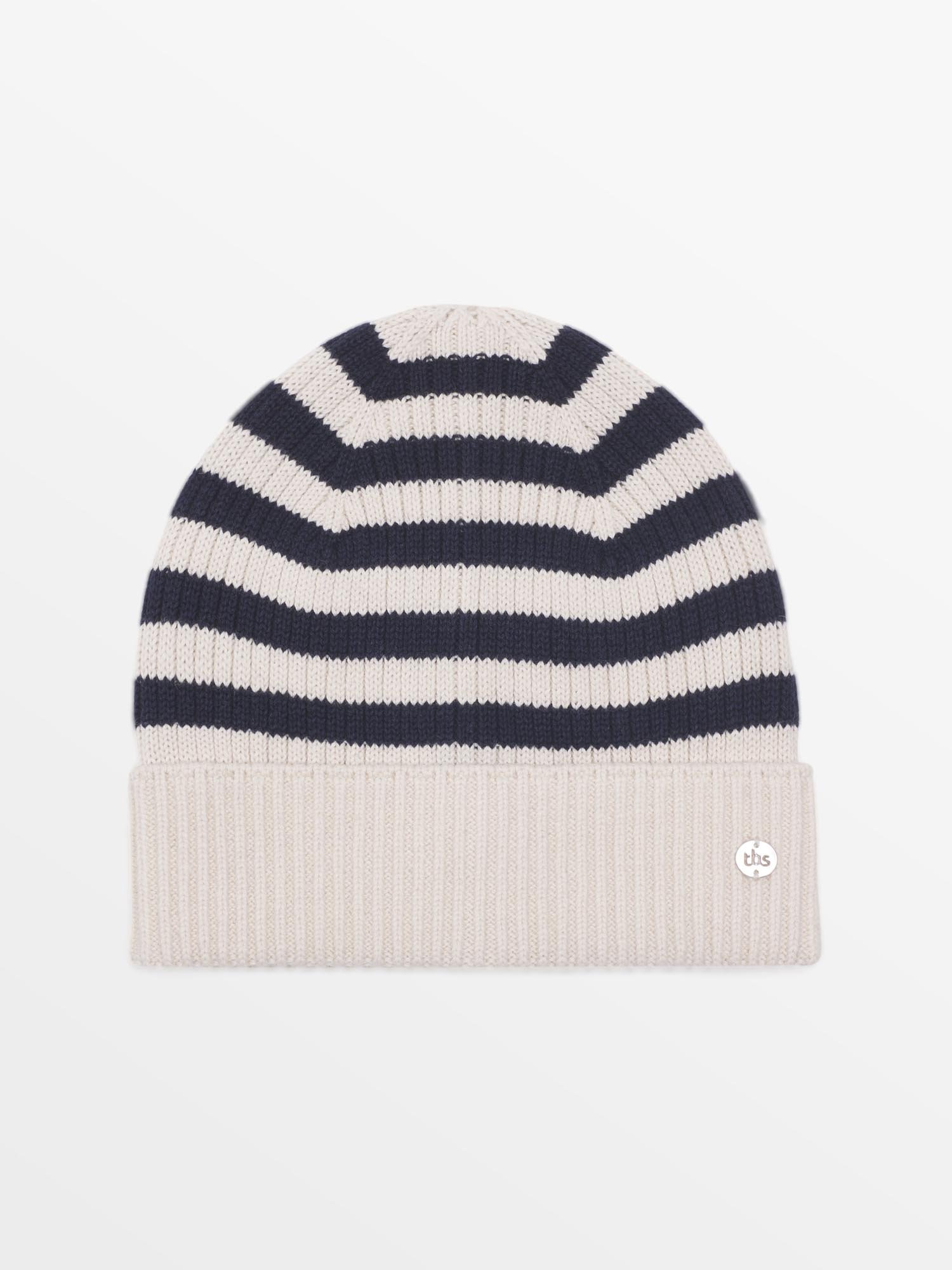 Bonnet Femme A rayures Marine et Blanc
