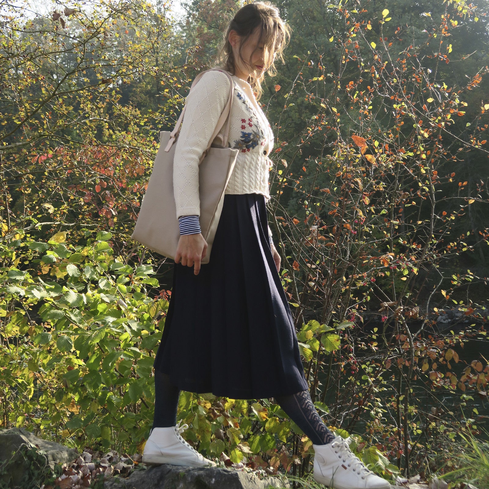 Shopper Sam Sand, Leder Natur