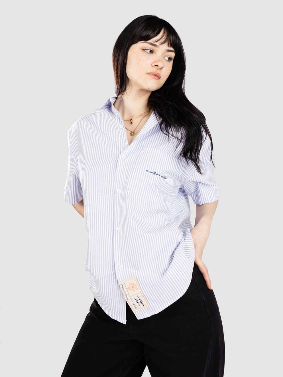 Another Cotton Lab Oversized Short Sleeve Shirt blue