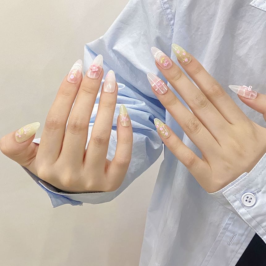 eovda - Bow Floral Press On Nail
