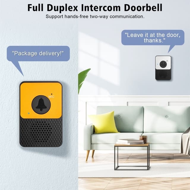 D30 Wireless Voice Intercom Dørklokkelydstyrke Justerbar To-vejs Talk