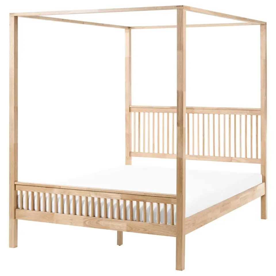 HARFLEUR - Hemelbed - Lichtbruin - 160 x 200 cm - Rubberhout