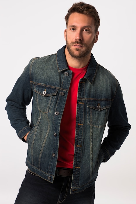 JP 1880 Jeansjacke, Brusttaschen, Knopfleiste, bis 8 XL