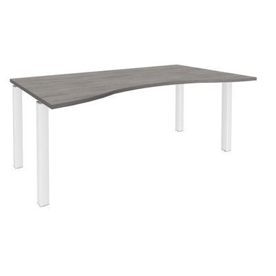 Bureau vague symétrique EXPRIM - L180 cm - Plateau imitation Chêne gris - Pieds blanc