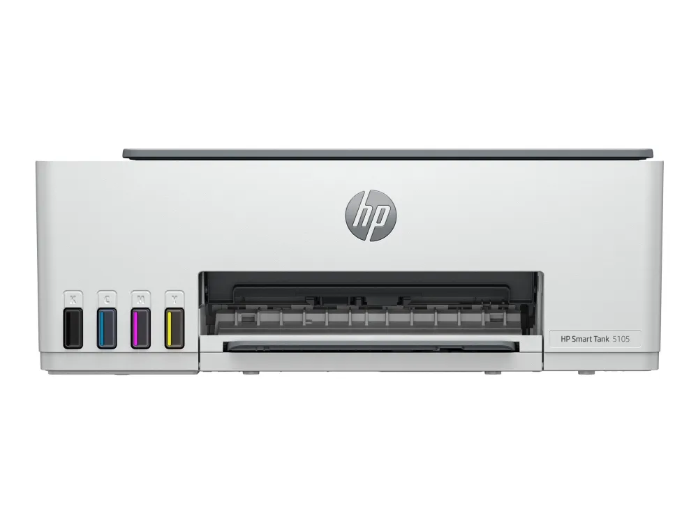 HP Smart Tank 5105 All-in-One - Multifunktionsprinter - farve - blækprinter - kan genopfyldes - Legal (216 x 356 mm) (original) - A4/Legal (medie) - op til 10 spm (kopiering) - op til 12 spm (udskriver) - 100 ark - USB 2.0, Wi-Fi(n), Bluetooth - lys