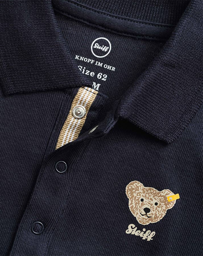 Kurzarm-Body TEDDY mit Polokragen in navy