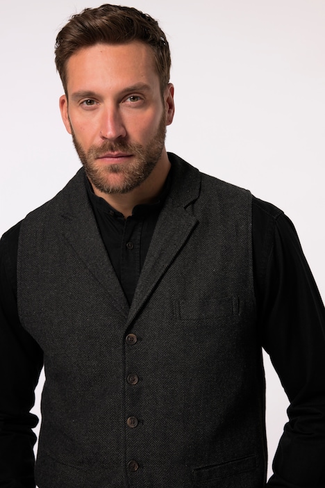 JP 1880 Tweed-Weste FLEXNAMIC®, Revers, Strickrücken