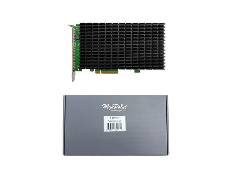 Highpoint RAID-Controller SSD7204 4x M.2 NVMEx4v3, PCI-Ex8 Highpoint SSD7204 - der branchenweit beste Kosten/Leistungs-NVMe-RAID-Controller