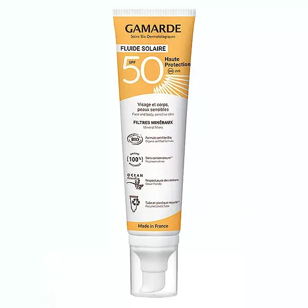 Protetor solar líquido Gamarde de alta proteção FPS 50 orgânico 100ml