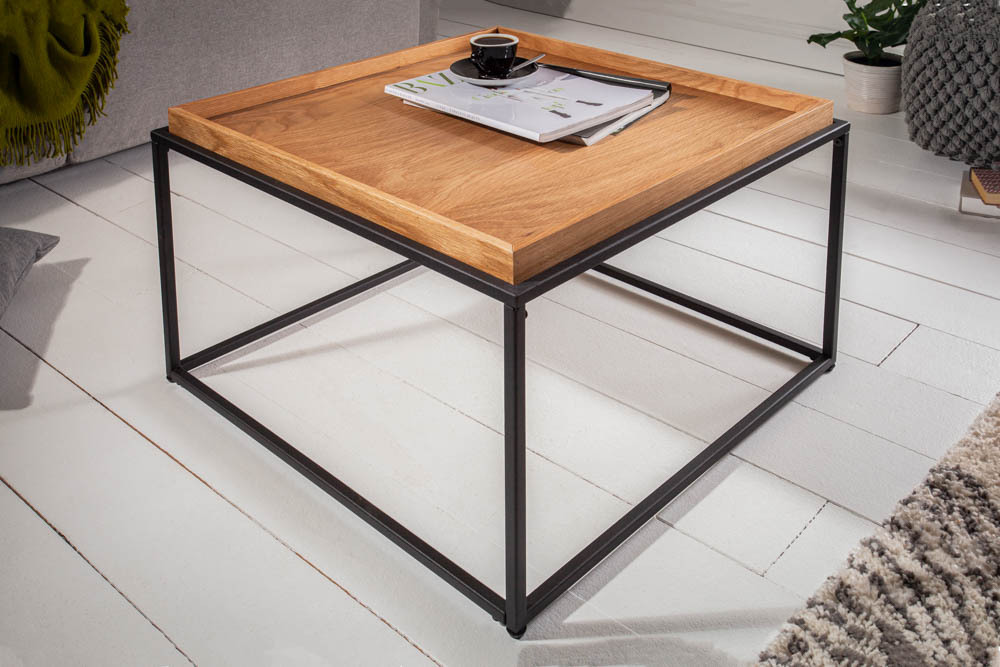 Industrial Couchtisch ELEMENTS 60cm Eiche natur abnehmbares Tablett