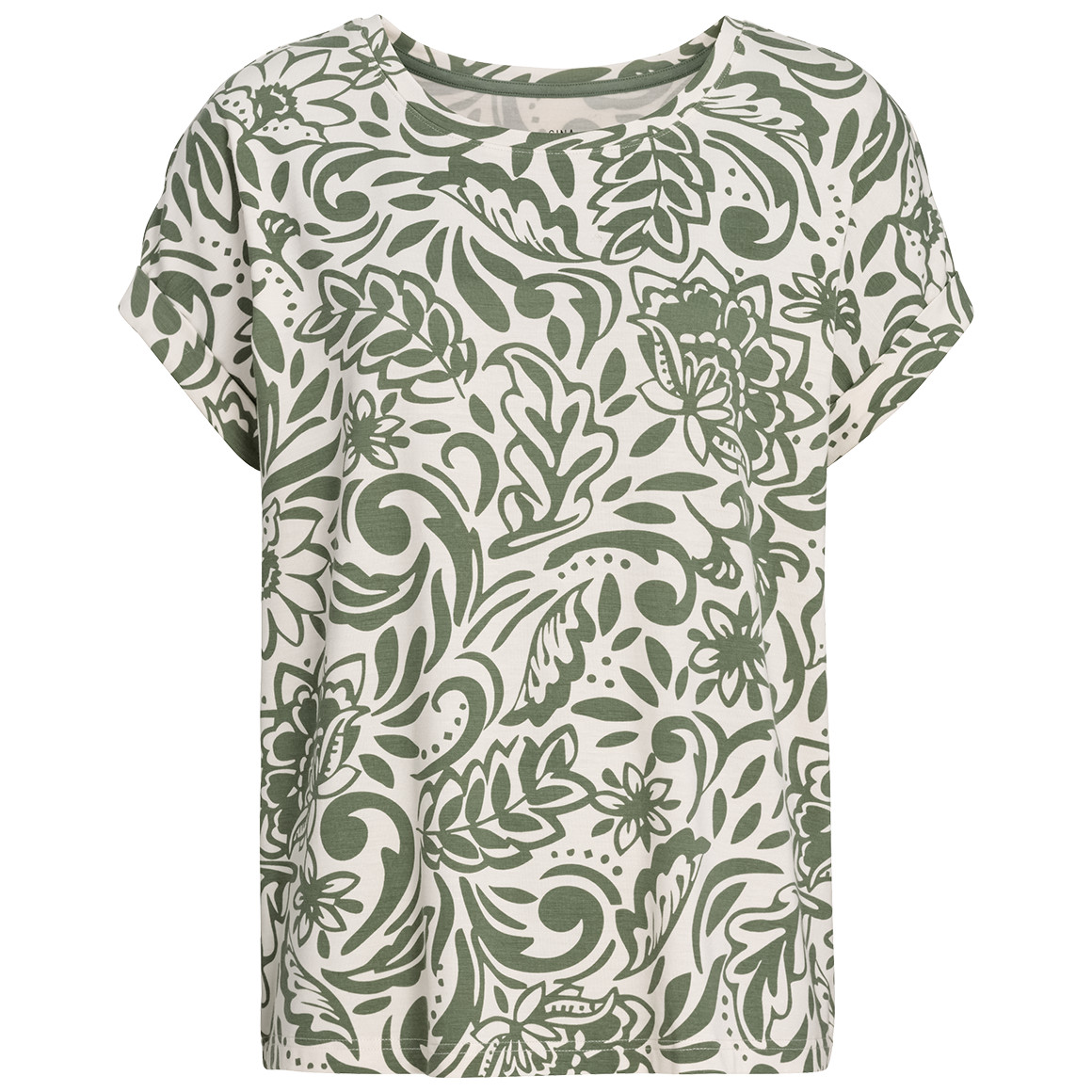 Gina Benotti Damen T-Shirt mit Print cremeweiss / dunkelgrün
