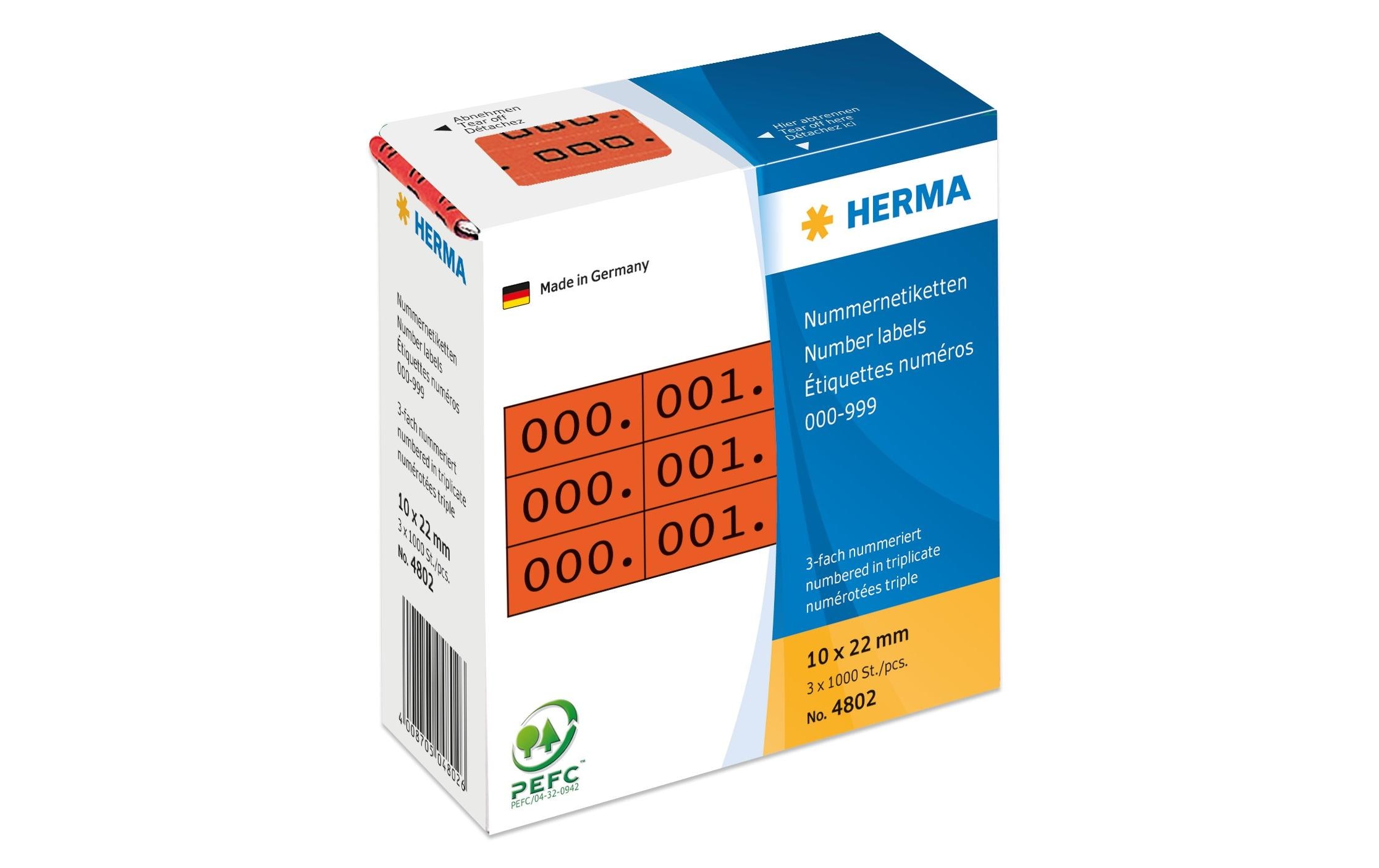 Nummer-Etiketten 4802 10 x 22 mm, RotSelbstklebende Nummernetiketten aus Schreibpapier