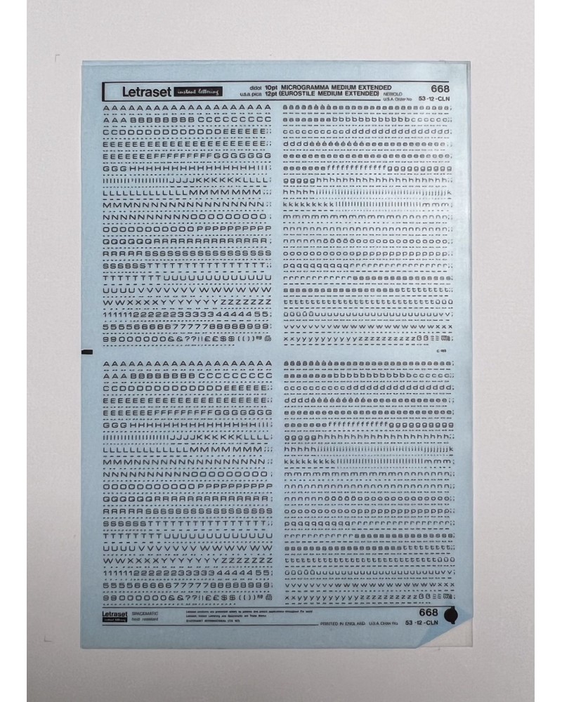 letraset-668- MICROGRAMMA MEDIUM EXTENDED - 10/12pt