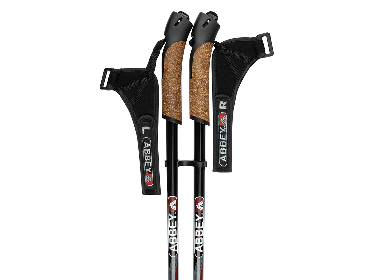 Abbey Alu Nordic zwart/rood wandelstokken