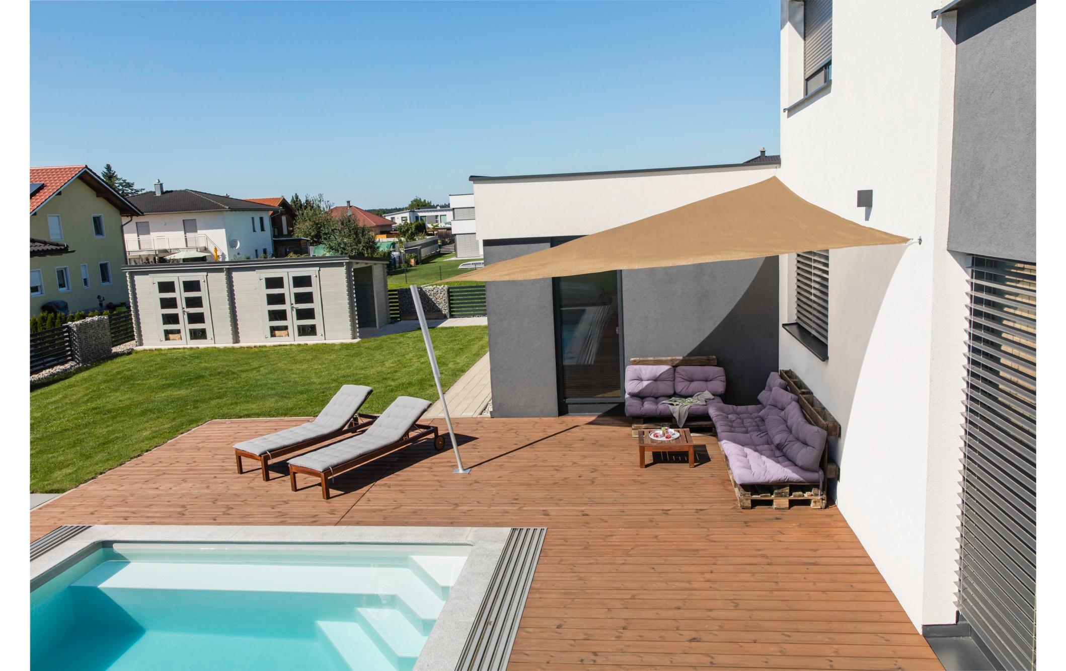 Sonnensegel 400 cm, Dreieck, SchilfSchattentuch für den Garten, Terrasse oder Balkon