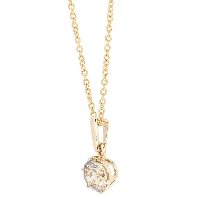 Brillant-Anhänger mit Kette, champagner, 0,50 ct., Gold 585
