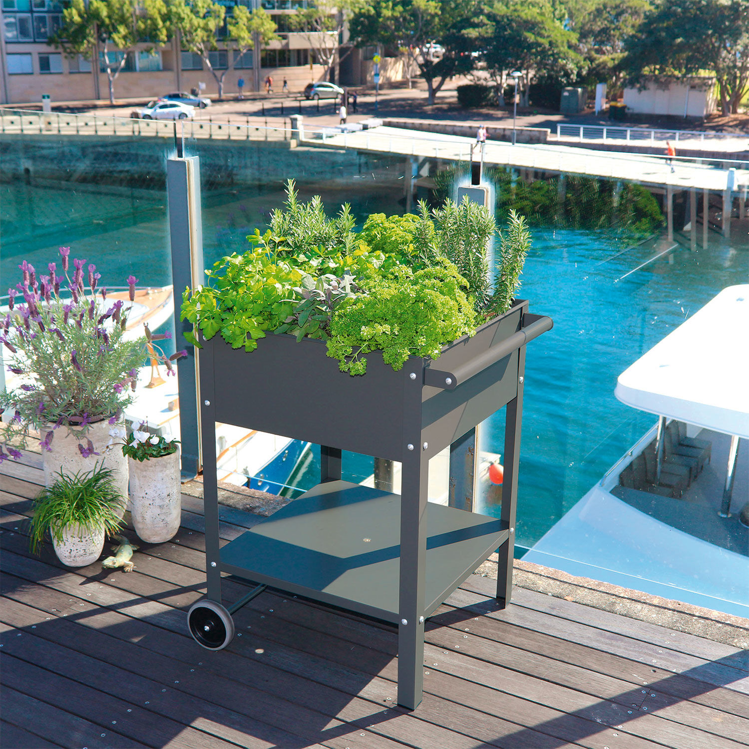 Terrassen Hochbeet fahrbar 80x55x55 cm