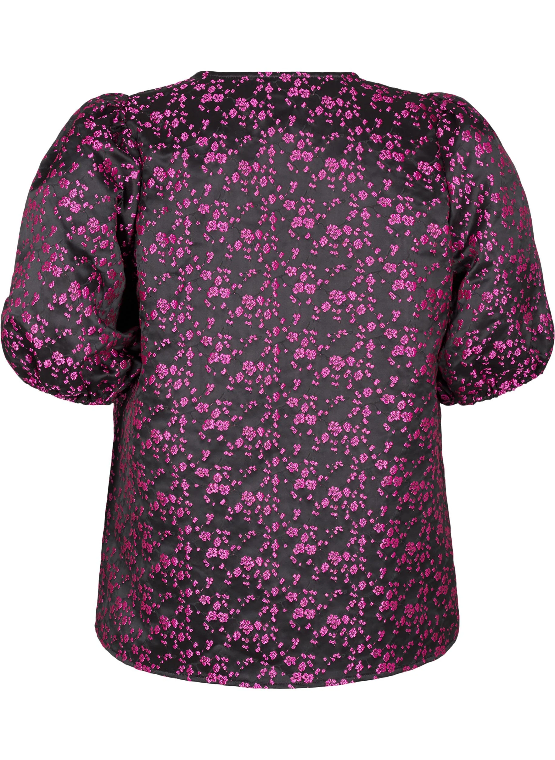 Skjortebluse med 1/2 ærmer og broderede blomster
