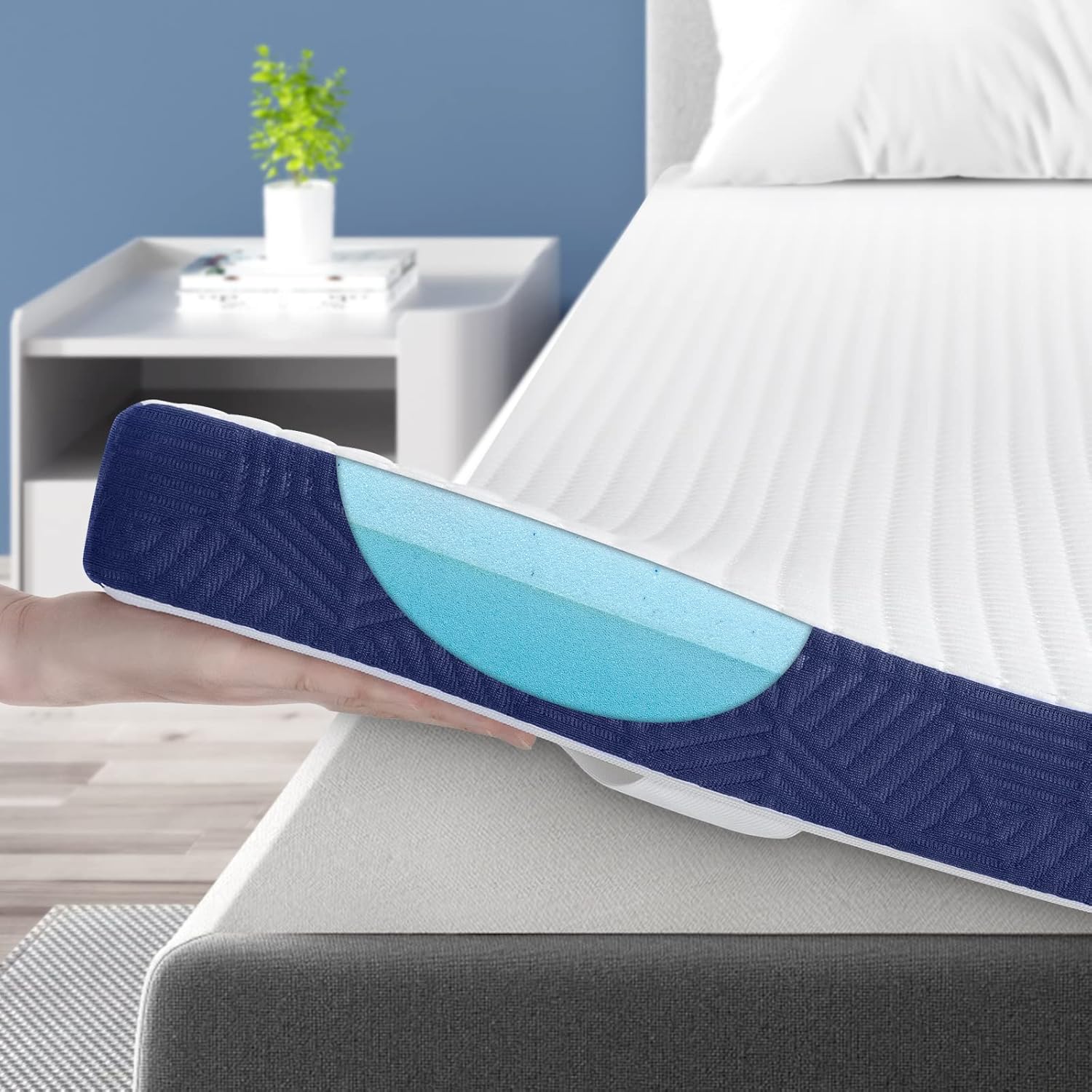 BedStory Topper 90x200cm, 7,5cm Höhe Matratzentopper aus Gel Memory Foam, H2 H3 Matratzen Topper mit Abnehmbarem Bezug für Mattress Boxspringbett Schlafsofa