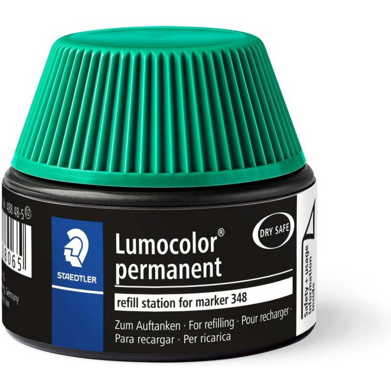 Recharge marqueur permanent staedtler lumocolor 488 48    pour marqueurs compacts 348   flacon 20ml coloris vert