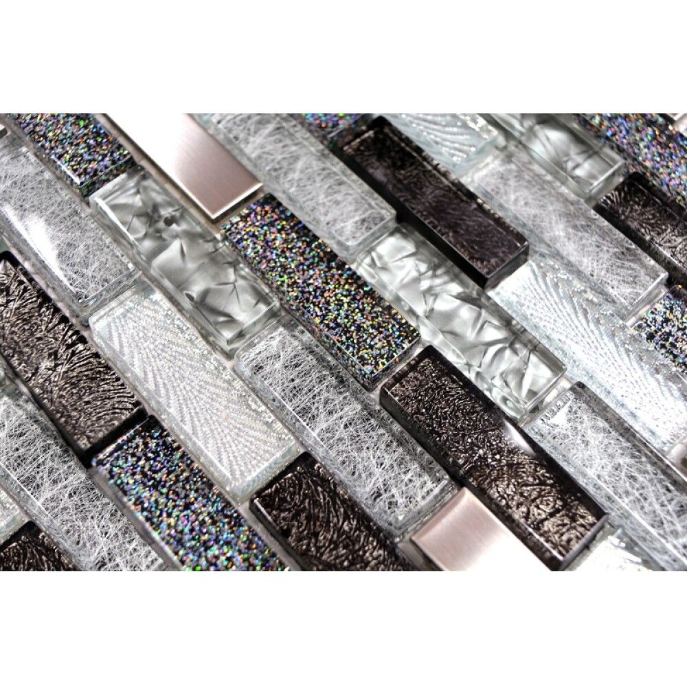 MOSAIKK INTERLOCK CRYSTAL/ALU MIX 30.4X29.8CM