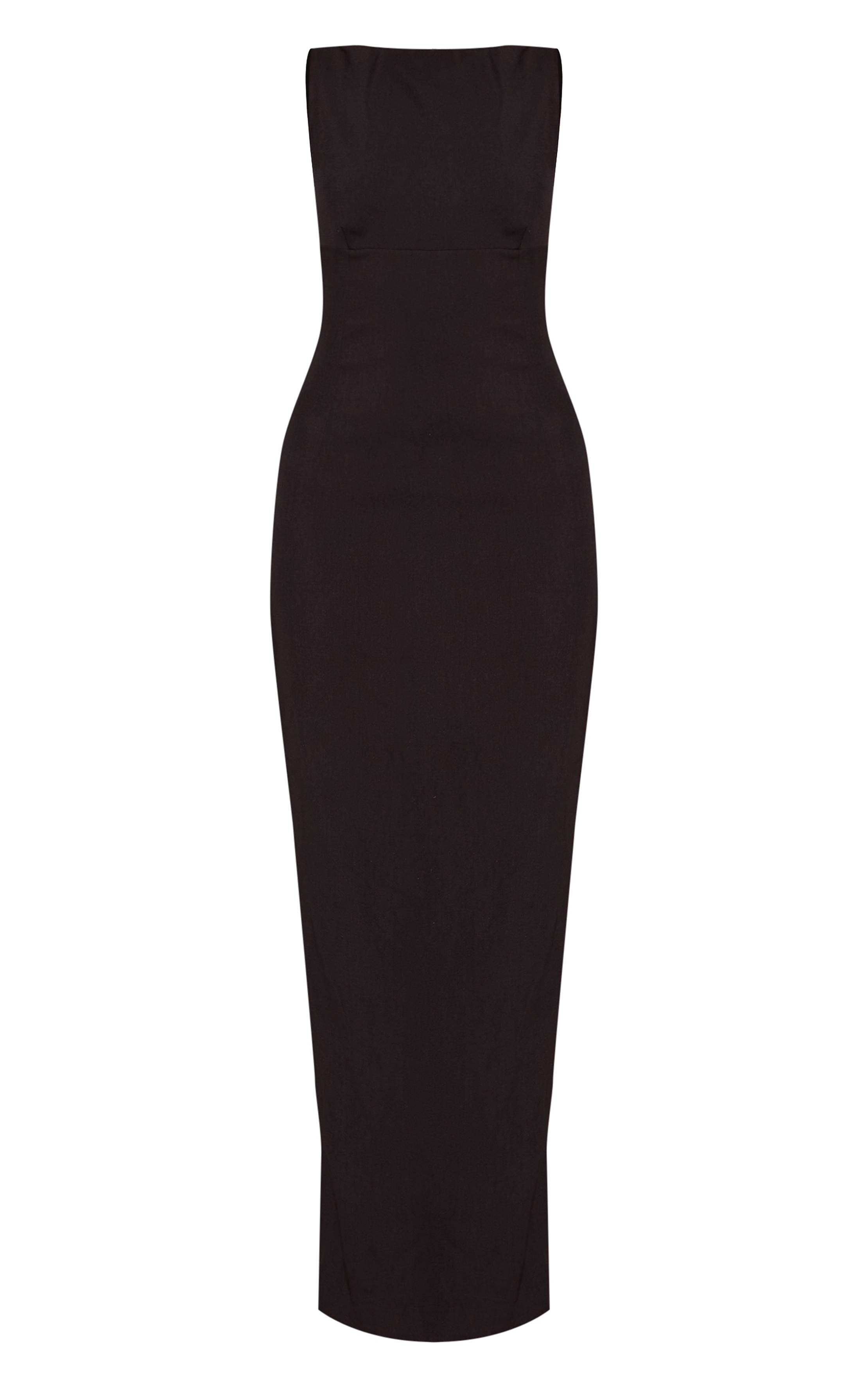 Noir Robe Longue Dos Échancré Premium