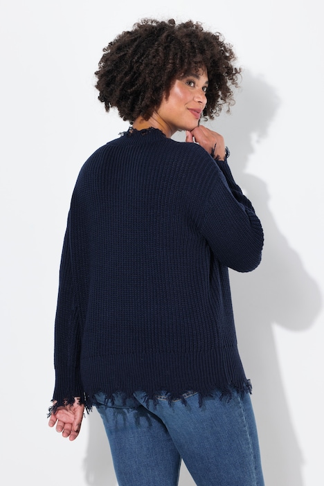 Pullover, oversized, Fransen, Langarm