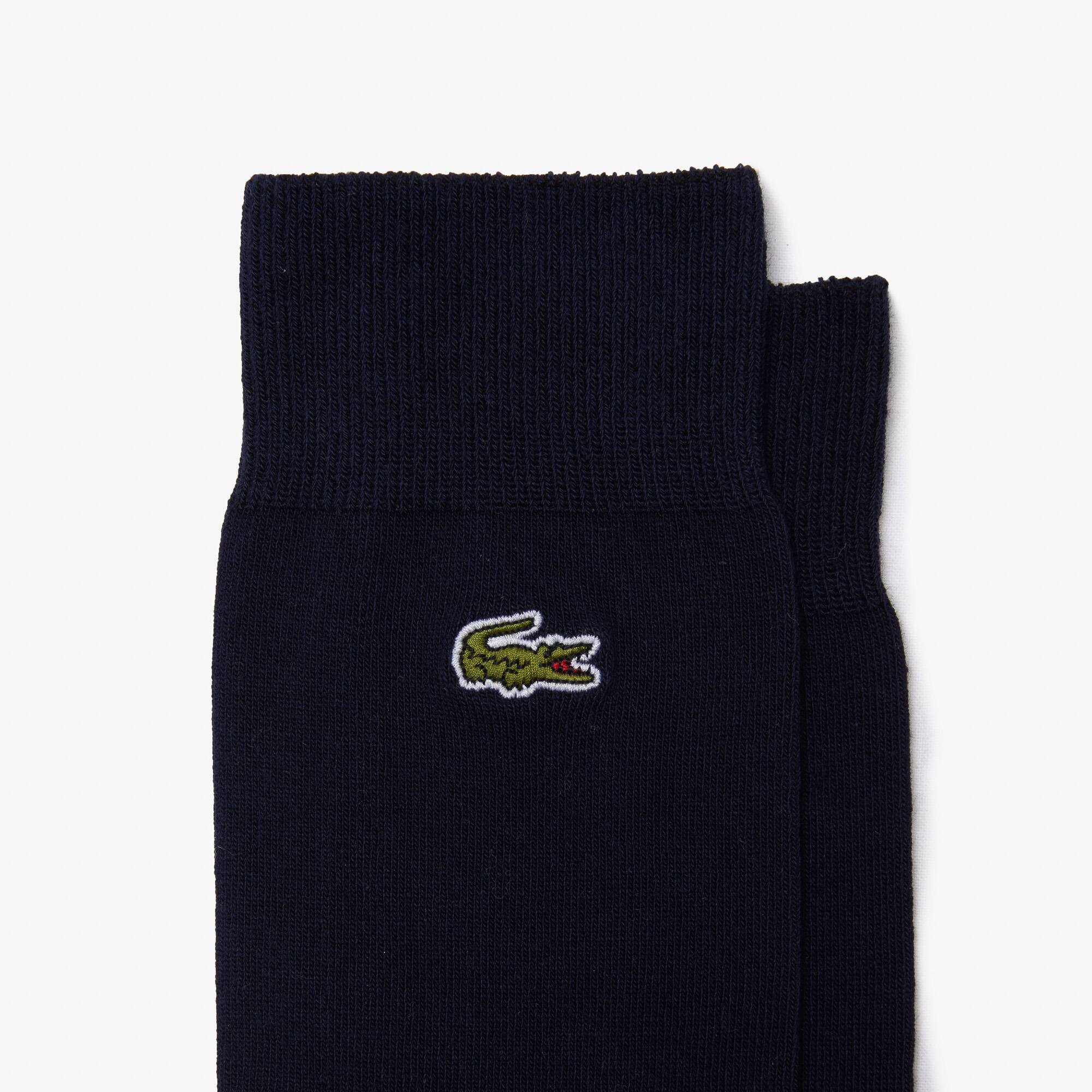 Chaussettes montantes unisexes en coton biologique chiné uni Chaussettes - Bleu - Lacoste - Unisex