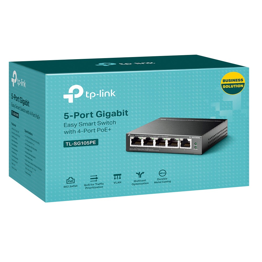 TP-link TL-SG105PE Administrerbar gigabitswitch 5 porter PoE+