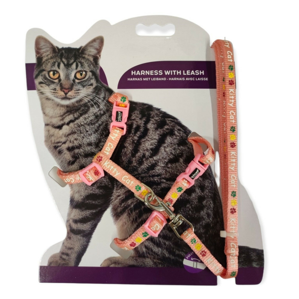 Harnais avec laisse 1.20m, kitty cat rose, pour chaton.