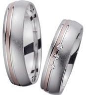 Trouwringen rood en wit goud met Diamanten breedte 5,5 mm