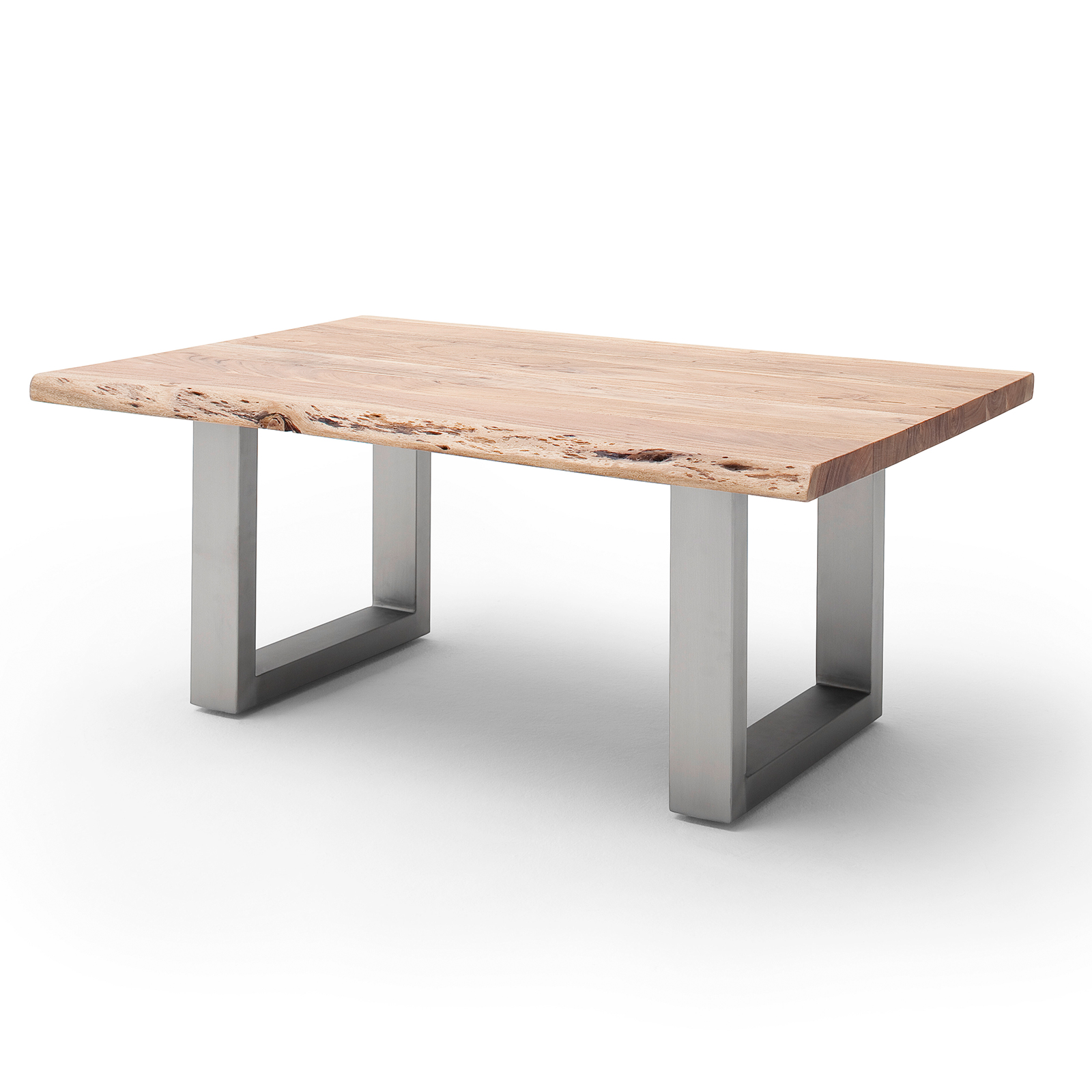 Couchtisch CARTAGENA - Akazie natur-Edelstahl - U-Gestell - 110x70 cm