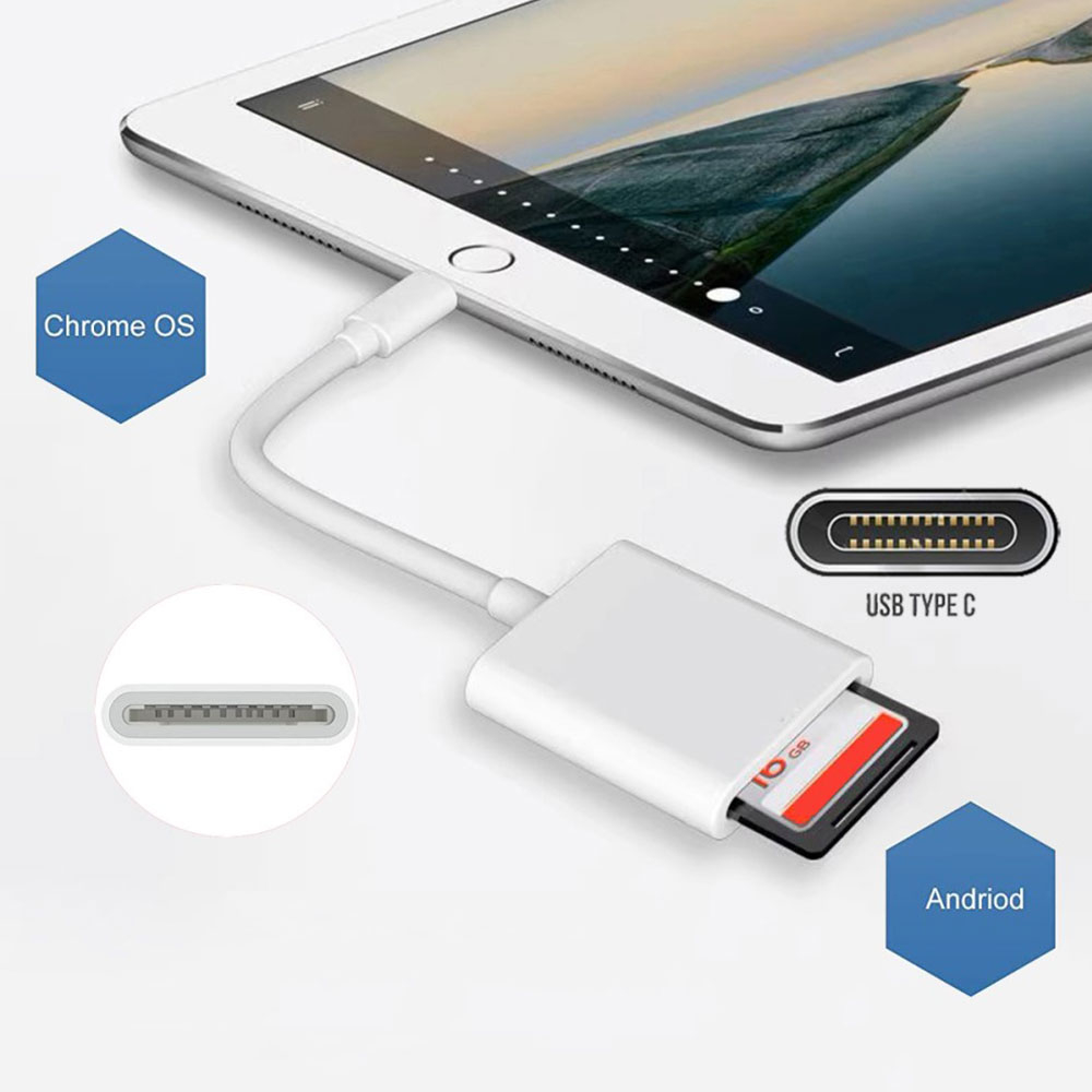 USB C auf SD / Micro SD Kartenlesegerät Card Reader (480 Mbps) - Weiss