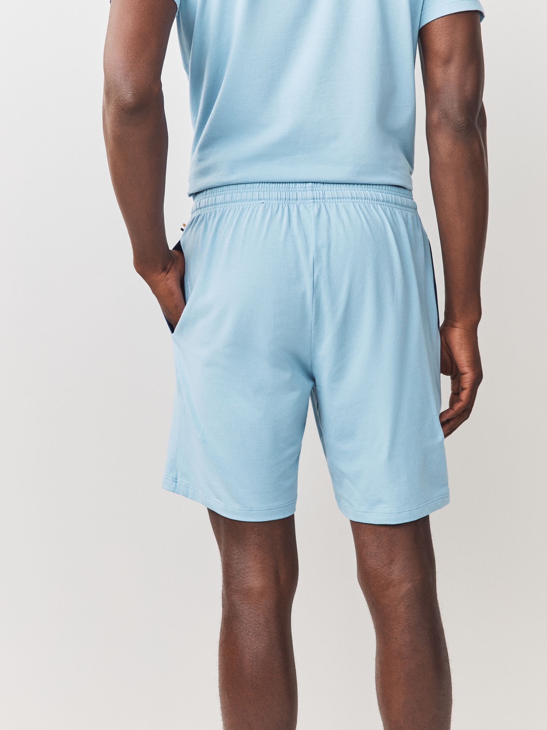 Aquablauw - BOSS Regular-Fit stretchy Short met Logo