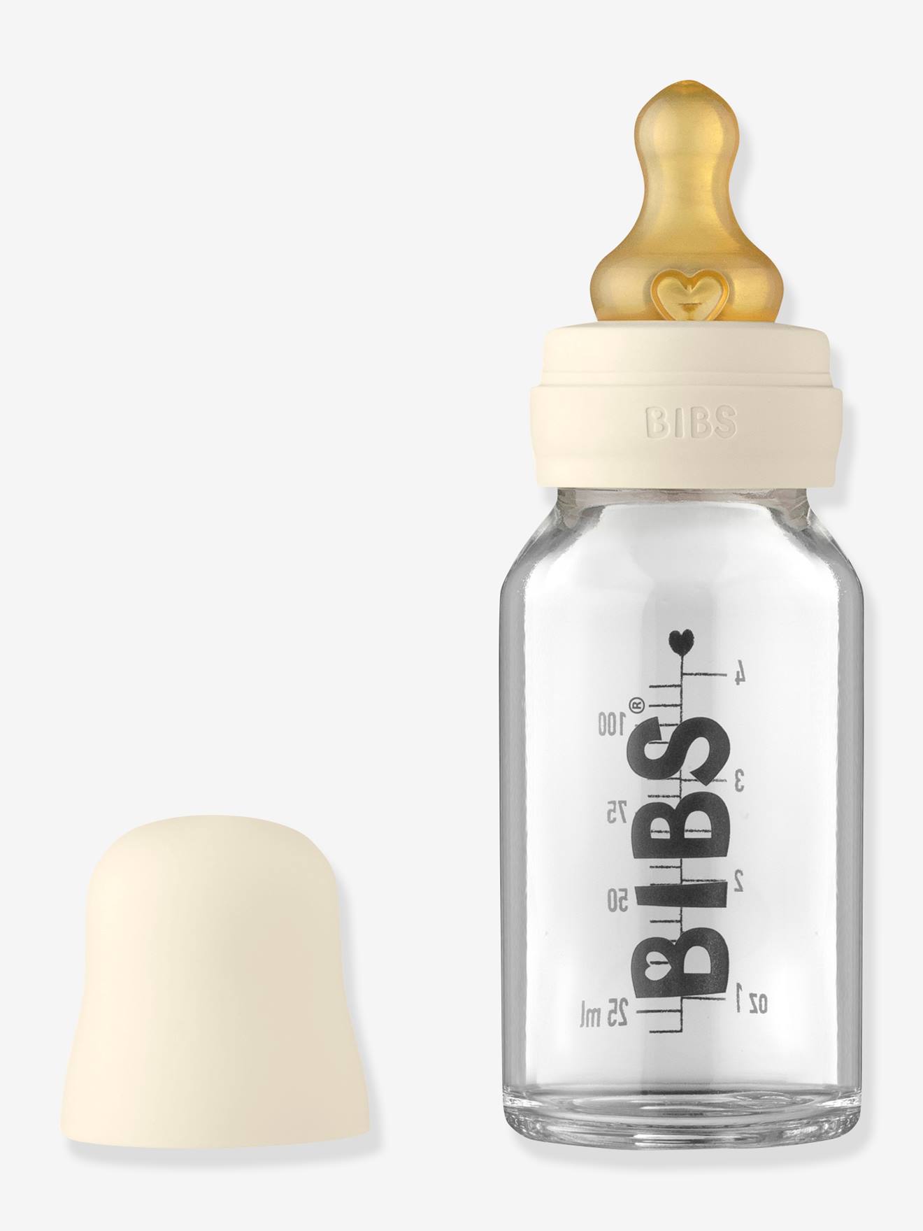 Mamadeira de vidro branca BIBS de 110ml