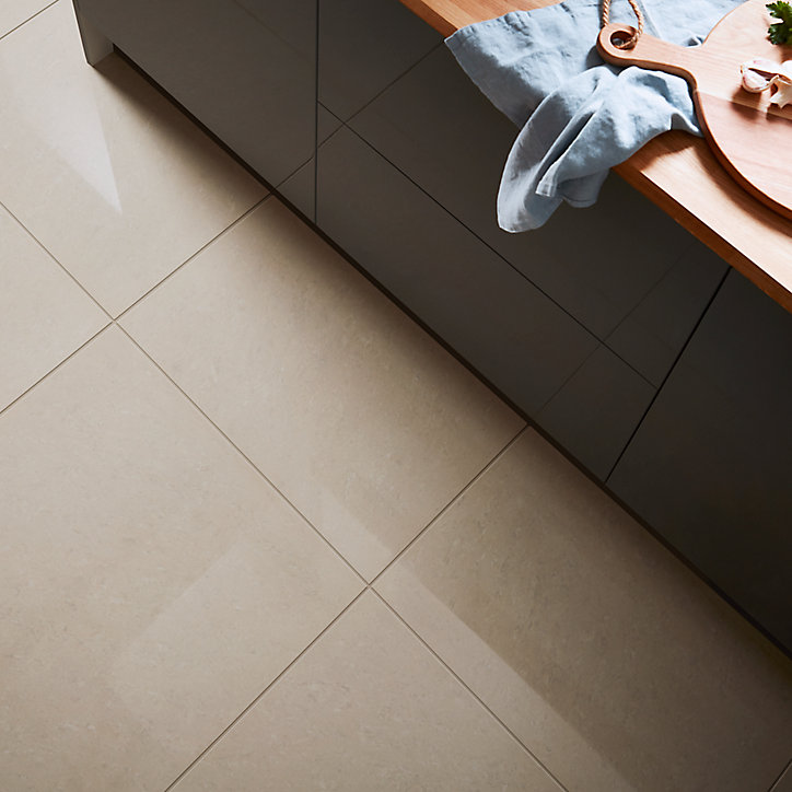 Carrelage sol beige poli 60 x 60 cm Modenia