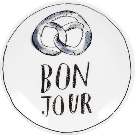 Blond Amsterdam bord Bonjour wit / zwart D 12 H 1 cm