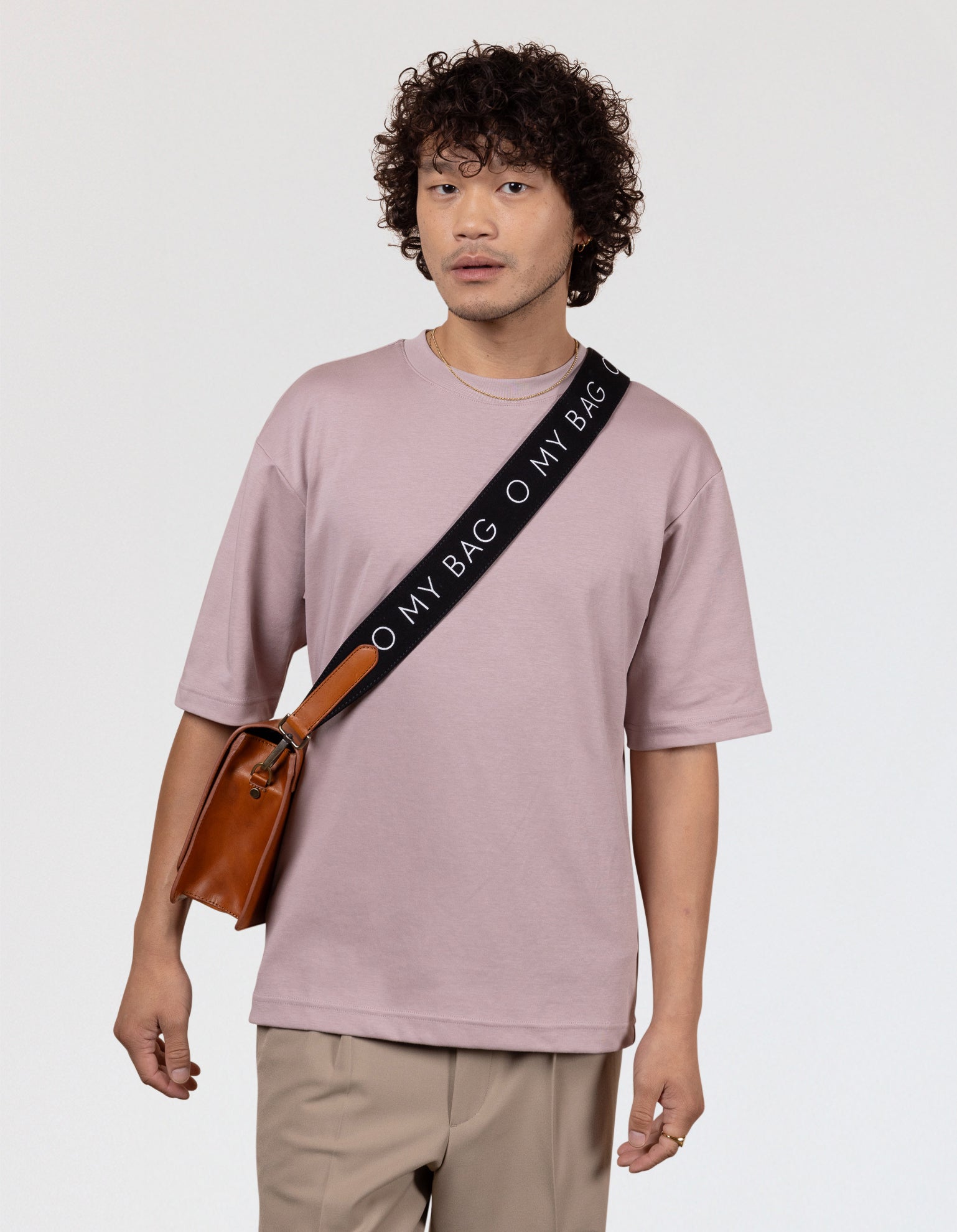 Canvas Logo Strap - Black & Cognac Classic Leather