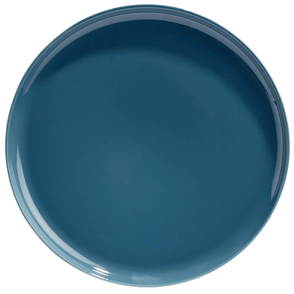 Assiette plate ronde Oslo porcelaine bleu uni