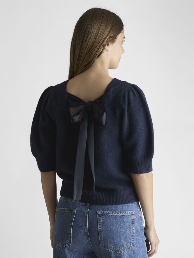 Neo Noir Martha Bow Knit Tee Navy