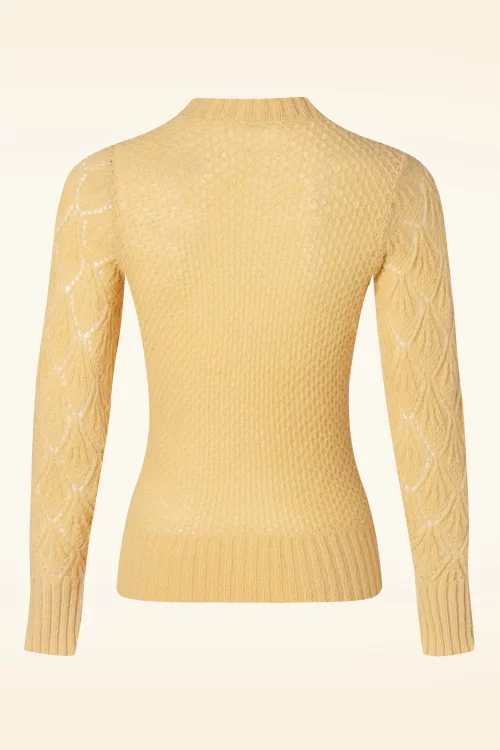 King Louie Jeannie Yoke Farfalle Sweater in pebble geel