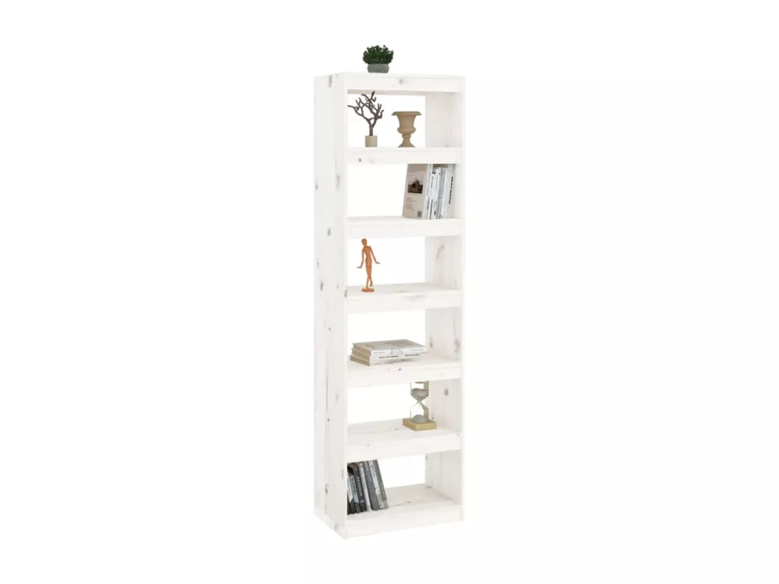 Bibliothèque/Séparateur de pièce Blanc 60x30x199,5cm Pin solide