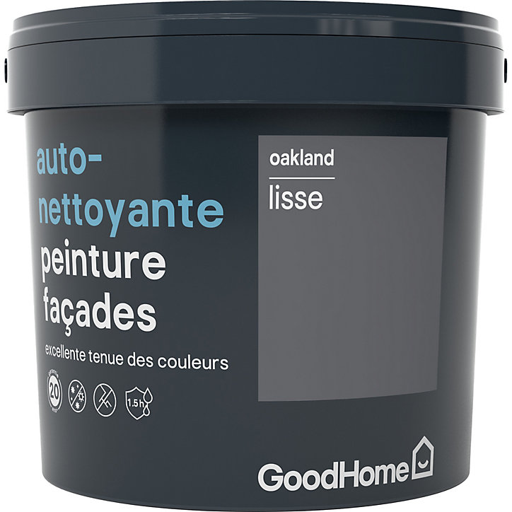 Peinture extérieure façade autonettoyante Premium GoodHome gris Oakland 5L