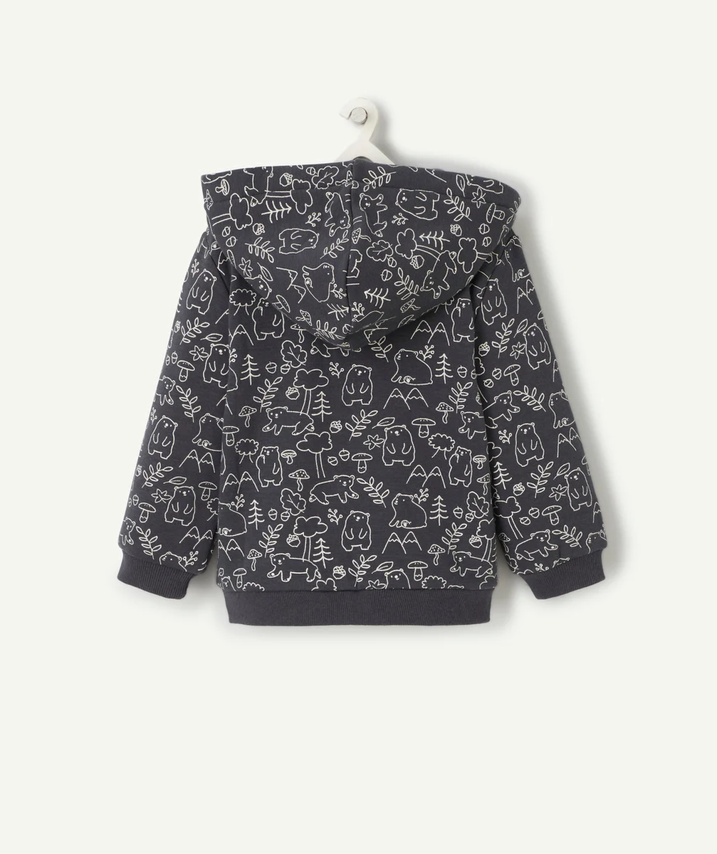 GILET ZIPPÉ BÉBÉ GARÇON EN FIBRES RECYCLÉES GRIS IMPRIMÉ OURS
