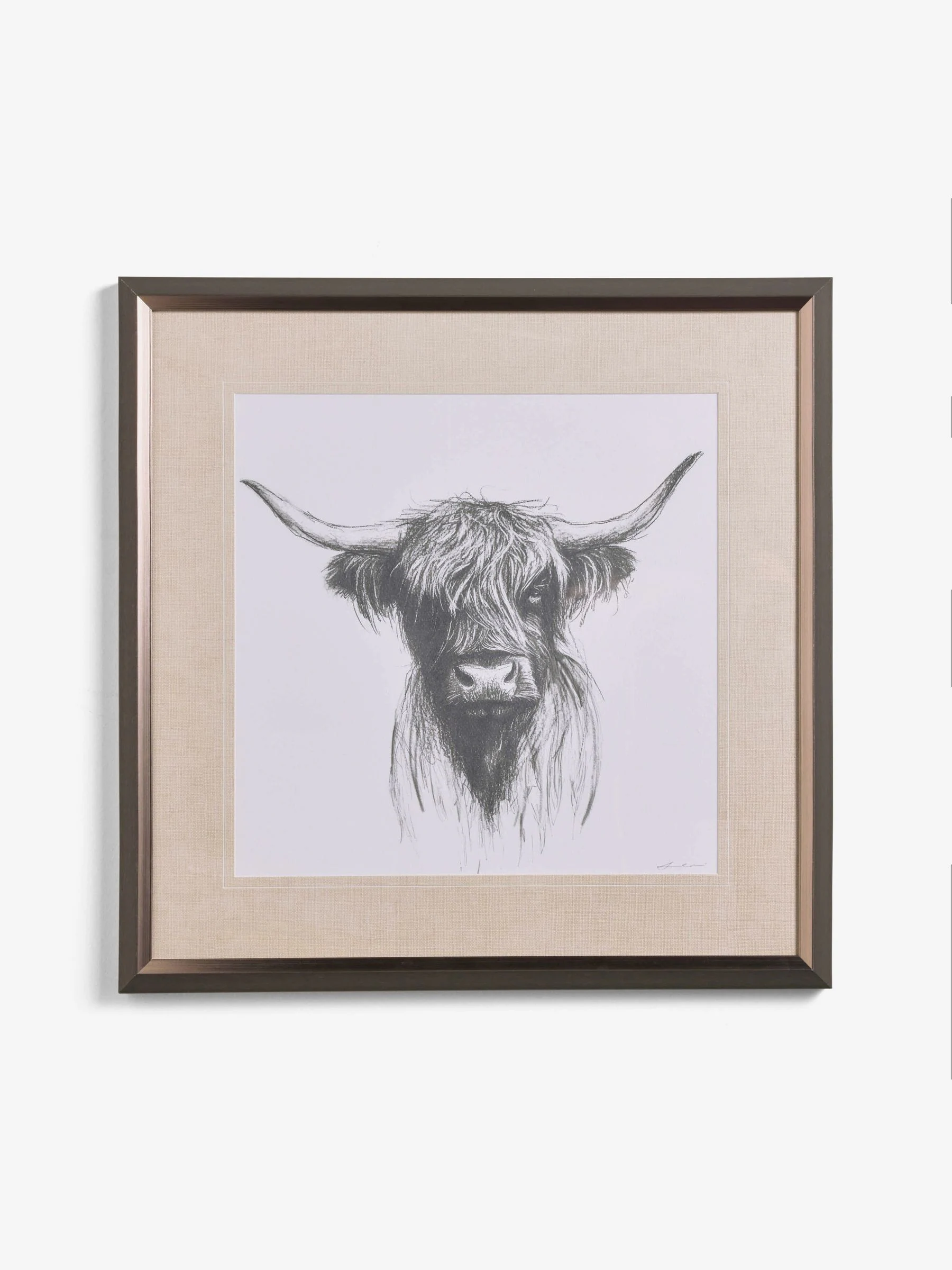 Hamish The Highland Cow wanddecoratie in schetsstijl