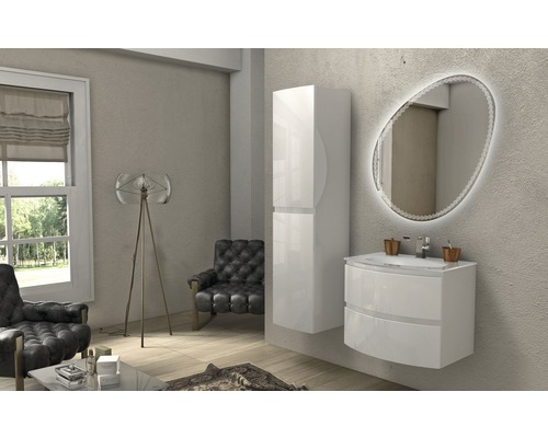 Vage 69 cm witte glanzende wastafelmeubel