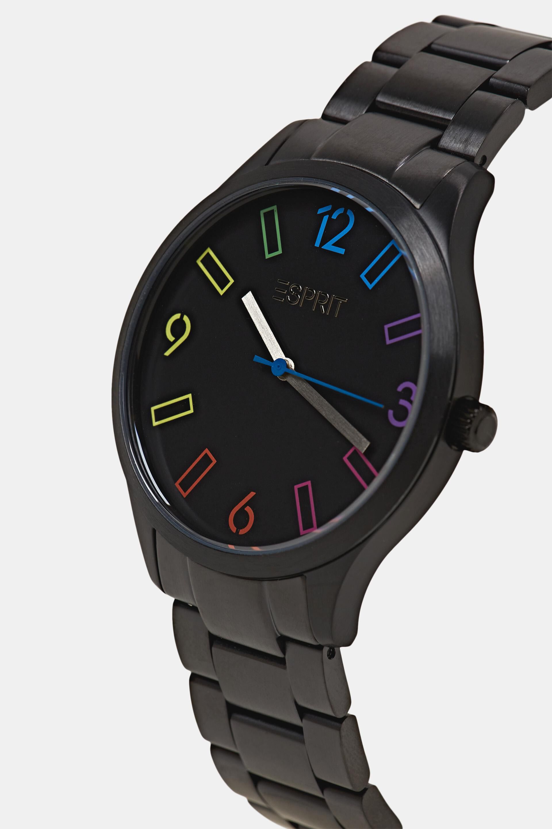 Montre-bracelet en acier inoxydable à chiffres multicolores