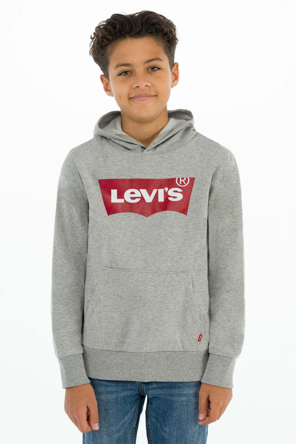 Levi's hoodie Batwing met logo grijs melange
