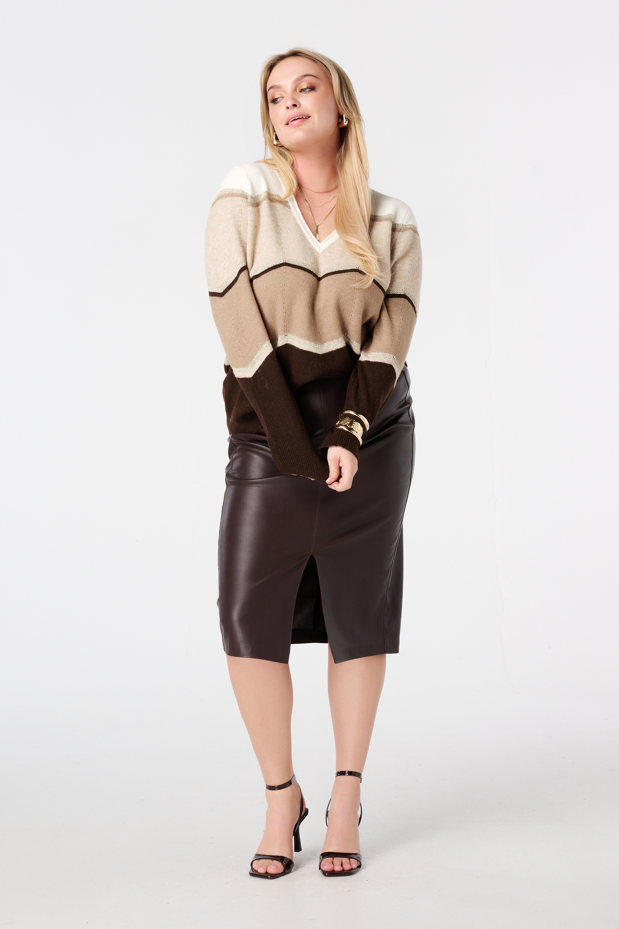 Trui met print en lurex Multi Neutraal