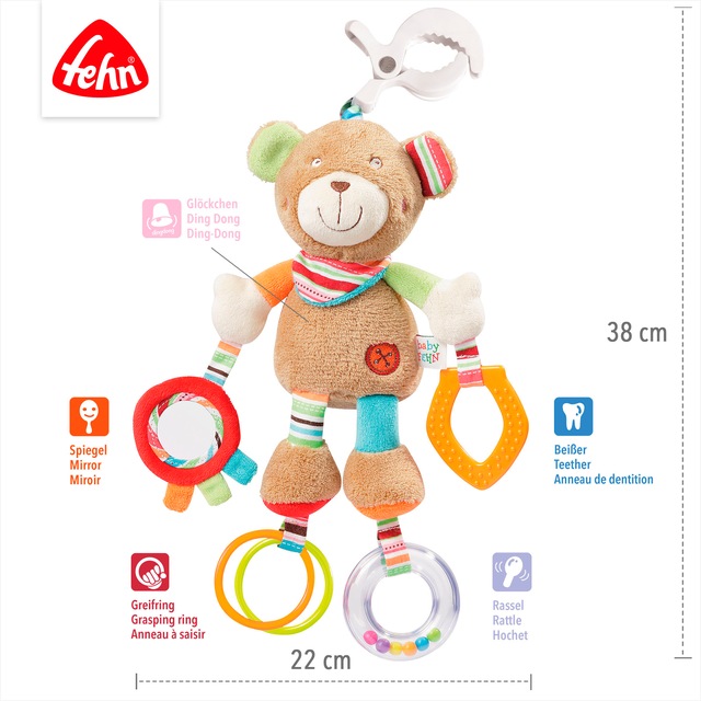 Fehn Greifspielzeug »Classic Stars, Activity-Teddy« inklusive Befestigung